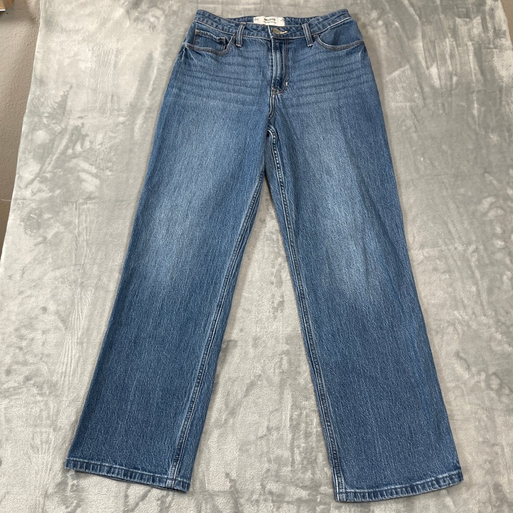 Hollister Ultra High-Rise Dad Jeans W28 6R Medium Wash Blue Straight Leg